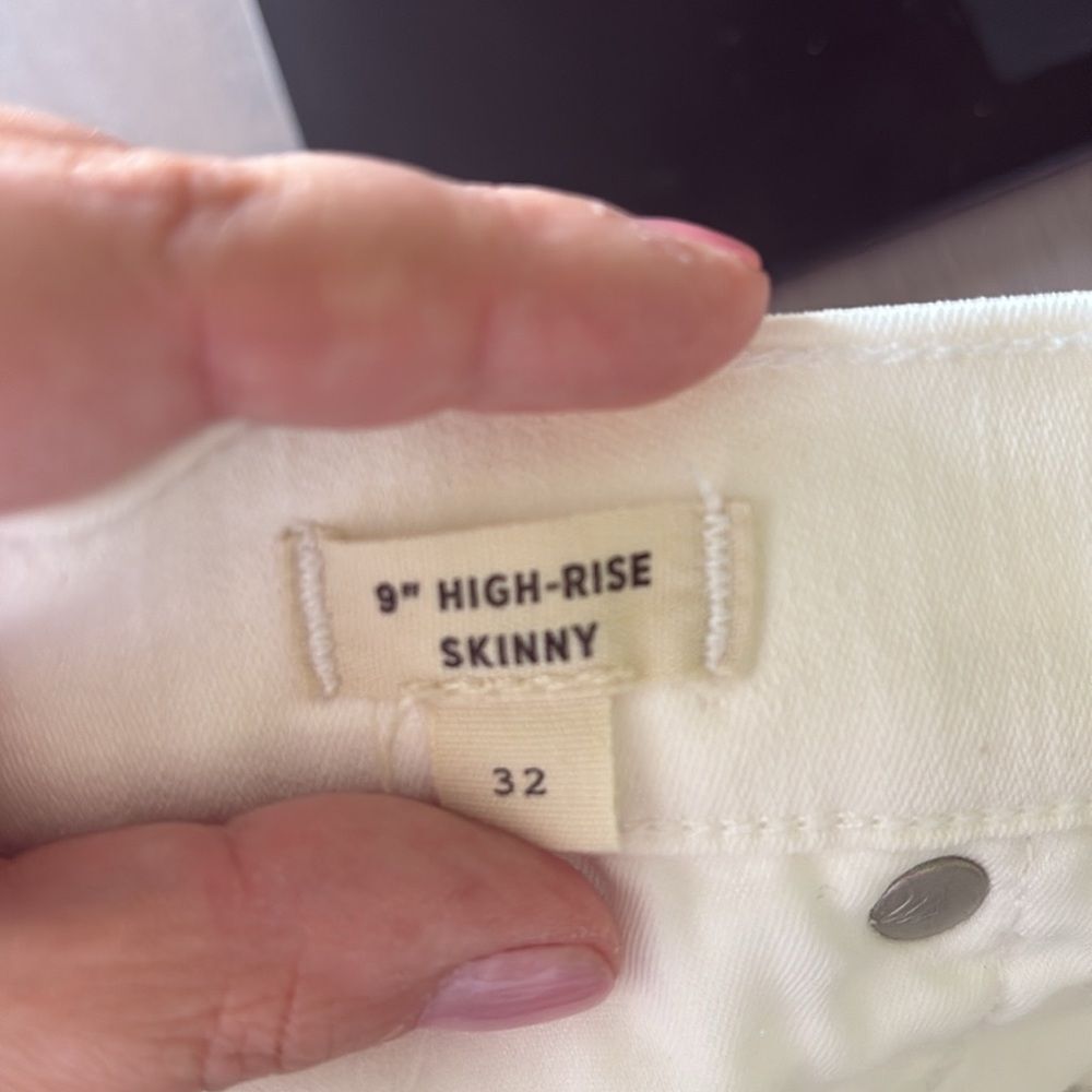 Madewell 9" High-Rise Skinny Pure White Denim Jeans Sz 32 - Picture 8 of 9